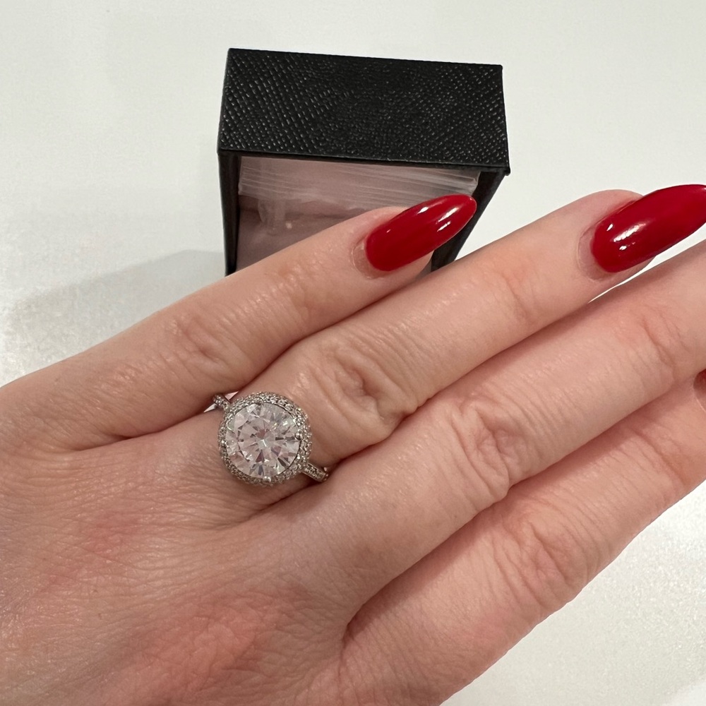 2-Carat CZ Round Ring with Halo